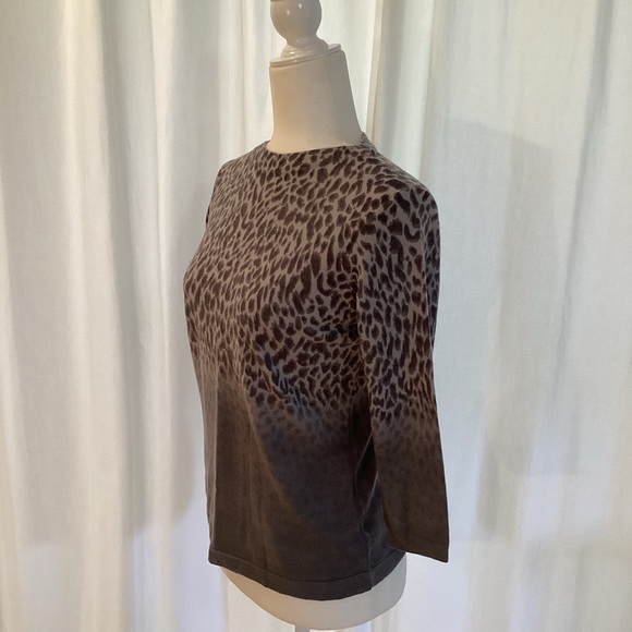 Talbots Gray Animal Print Merino Wool Pullover - Picture 4 of 7